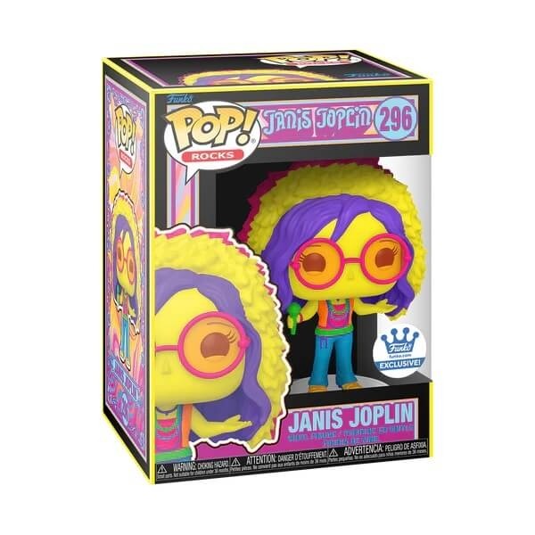 Funko POP Rocks Janis Joplin - Janis Joplin Black Light 296 Vinyl Figure Funko Shop Exclusive