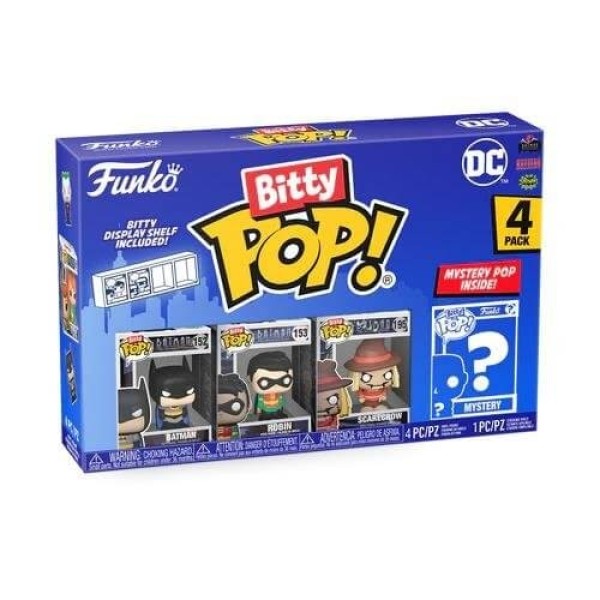 Funko Bitty POP! Heroes - Batman, Robin, Scarecrow & Chase Mystery 4-Pack Vinyl Figures