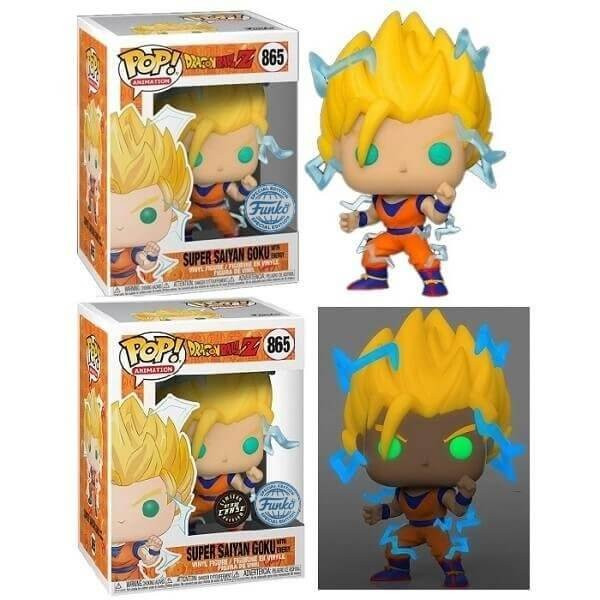 Funko POP Bundle of 2 Dragon Ball Z - Super Saiyan Goku with Energy 865 & GitD Chase Vinyl Figures Special Edition Exclusive