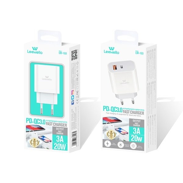 Φορτιστής Χωρίς Καλώδιο με Θύρα USB-A και Θύρα USB-C 20W Λευκό