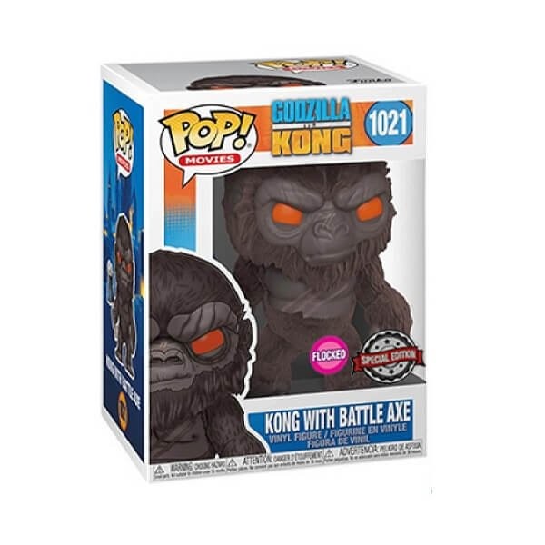 Funko POP Movies Godzilla Vs Kong - Kong With Battle Axe Flocked 1021 Vinyl Figure Special Edition