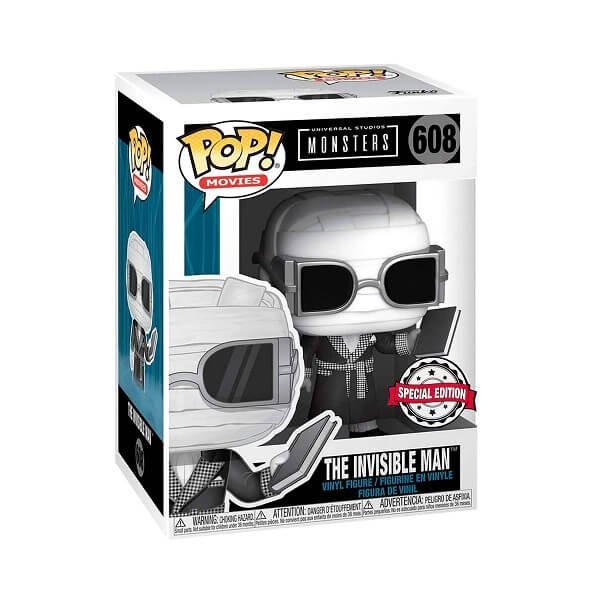 Funko POP Movies Universal Studios Monsters - The Invisible Man (Black & White) 608 Vinyl Figure Special Edition
