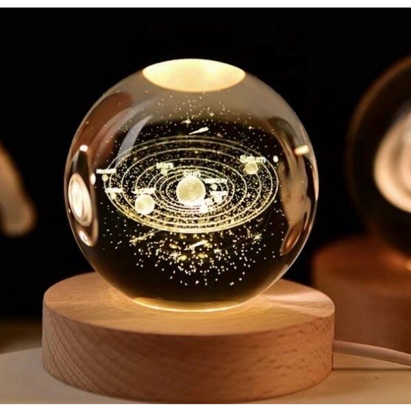 Διακοσμητική Κρυστάλλινη Σφαίρα Φωτάκι Νυχτός Solar System Crystal Ball Night Lamp 8cm