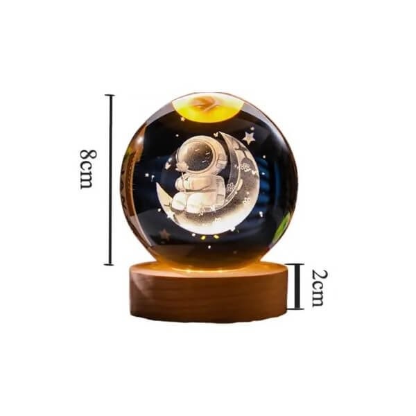 Διακοσμητική Κρυστάλλινη Σφαίρα Φωτάκι Νυχτός Man On the Moon Crystal Ball Night Lamp 8cm