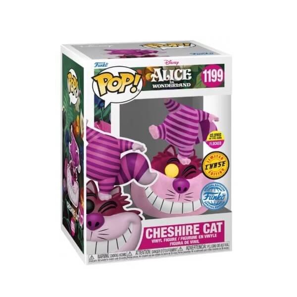 Funko POP Disney Bundle of 2 Alice in Wonderland - Cheshire Cat Flocked GiTD Chase 1199 Vinyl Figure Special Edition