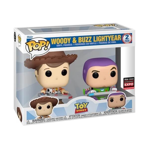 Funko POP Disney Toy Story - Woody & Buzz Lightyear 2-pack Vinyl Figures 2024 Chicago Entertainment Expo Exclusive
