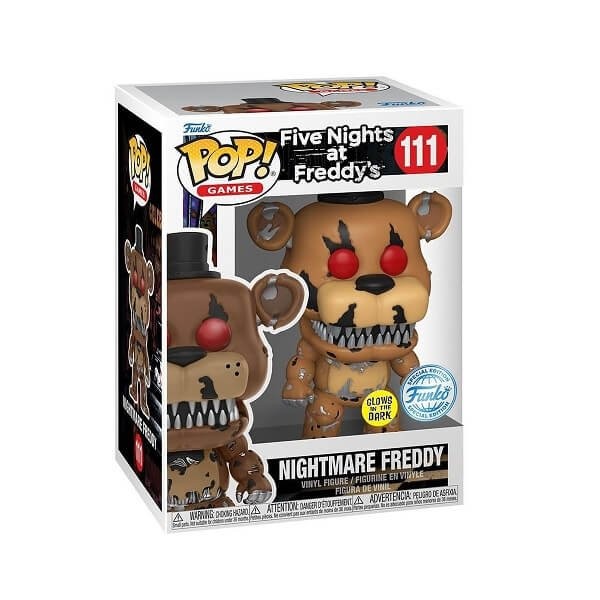 Funko Pop Tees Box Games Five Nights at Freddy's - Nightmare Freddy GiTD 111 Vinyl Figure Exclusive & T-shirt Small
