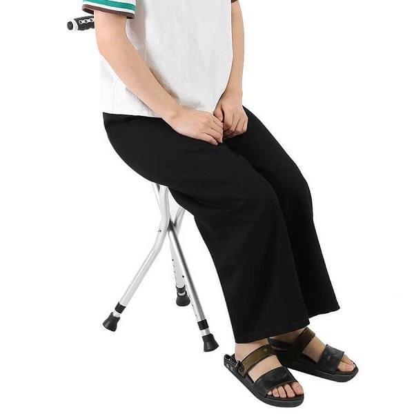 Πτυσσόμενο Κάθισμα Τρίποδο Μπαστούνι Σπαστό Αλουμινίου με Φακό Led