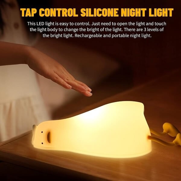 Μαλακό Επαναφορτιζόμενο Φωτιστικό Σιλικόνης Παπάκι Ξαπλωμένο - Cute Lying down Duck Night Light