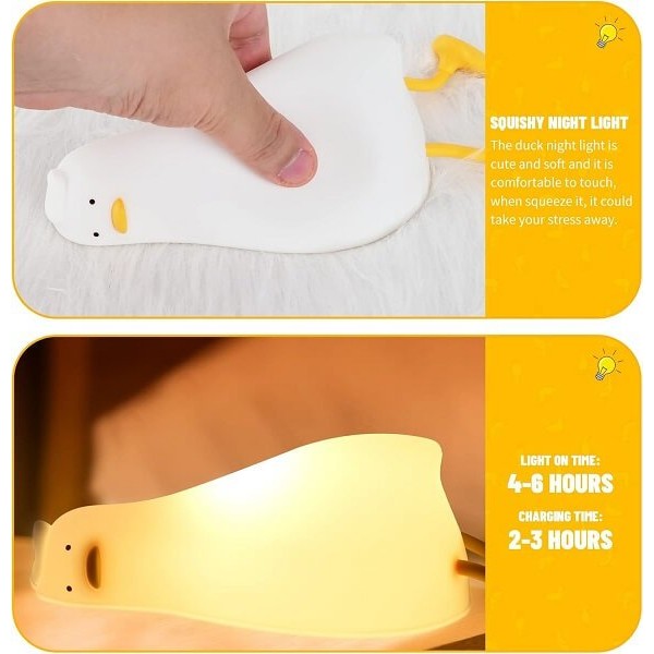 Μαλακό Επαναφορτιζόμενο Φωτιστικό Σιλικόνης Παπάκι Ξαπλωμένο - Cute Lying down Duck Night Light