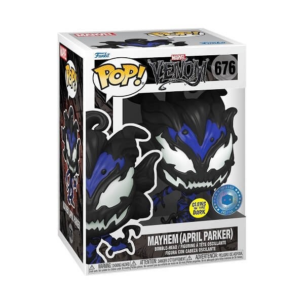 Funko POP Marvel Venom - Mayhem (April Parker) GitD 676 Bobble-Head Pop in a Box Exclusive
