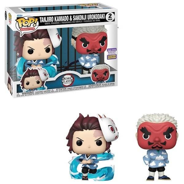 Funko POP Animation Demon Slayer - Tanjiro Kamado & Sakonji Urokodaki 2-pack Vinyl Figures 2023 Summer Convention Exclusive