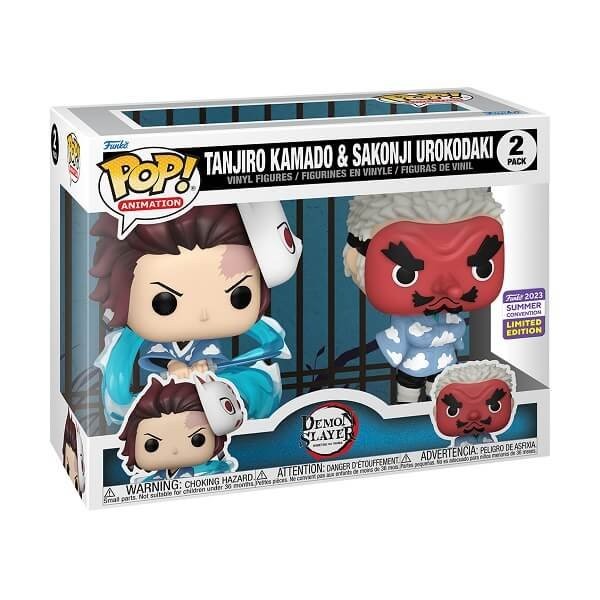 Funko POP Animation Demon Slayer - Tanjiro Kamado & Sakonji Urokodaki 2-pack Vinyl Figures 2023 Summer Convention Exclusive