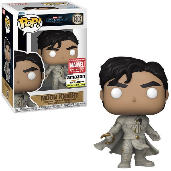 Funko POP Marvel Moon Knight - Moon Knight GiTD 1302 Bobble-Head Amazon & Marvel Collector Corps Exclusive