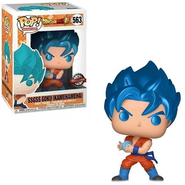 Funko POP Animation Dragon Ball Z - SSGSS Goku (Kamehameha) Metallic 563 Vinyl Figure Special Edition
