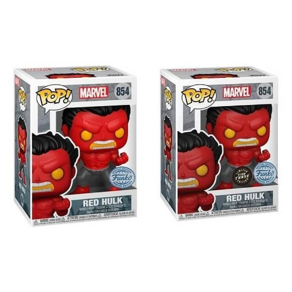 Funko POP Marvel Bundle of 2 - Red Hulk & GitD Chase 854 Bobble-Head Special Edition 