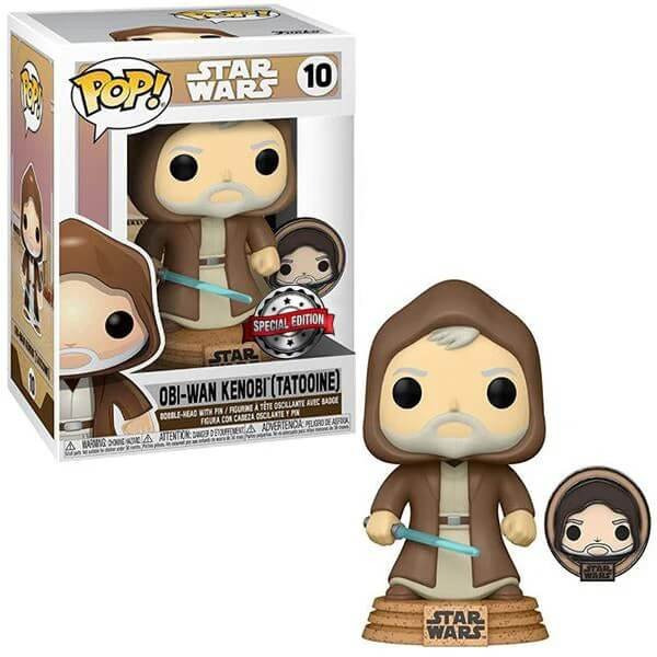 Funko POP Star Wars - Obi-Wan Kenobi (Tatooine) with Pin 10 Bobble-Head Special Edition Exclusive