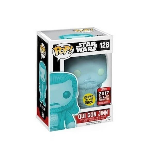 Funko POP Star Wars - Qui Gon Jinn GitD 128 Bobble-Head 2017 Galactic Convention Exclusive