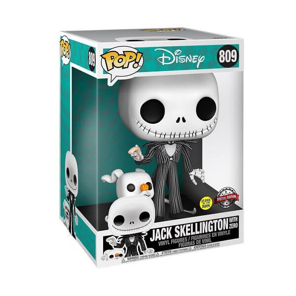 Funko POP Disney - Jack Skellington with Zero GiTD 809 Vinyl Figure Supersized 25εκ. Special Edition