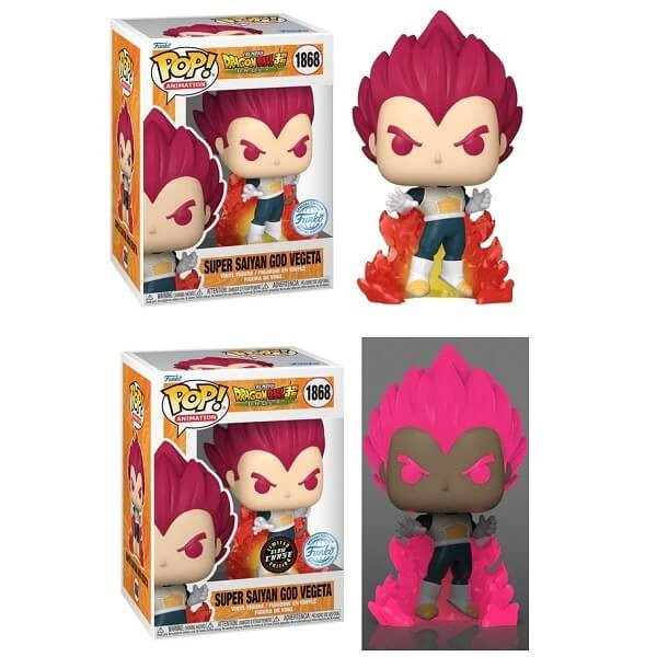 Funko POP Bundle of 2 Dragon Ball Z - Super Saiyan God Vegeta 1868 & GitD Chase Vinyl Figures Special Edition