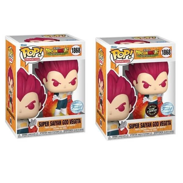 Funko POP Bundle of 2 Dragon Ball Z - Super Saiyan God Vegeta 1868 & GitD Chase Vinyl Figures Special Edition