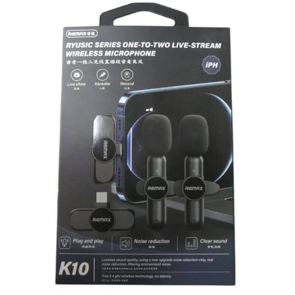 Διπλό Live-Stream Ασύρματο Μικρόφωνο για iPhone Lighting Wireless Microphone - Mαύρο