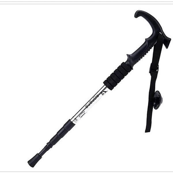 Τηλεσκοπικό Μπαστούνι - Μπατόν με Φακό & Πυξίδα - για Πεζοπόρους - Ασημί