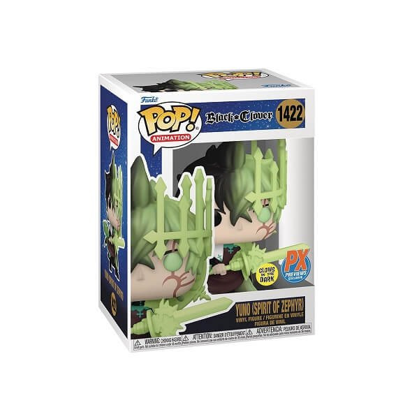 Funko POP Animation Black Clover - Yuno (Spirit of Zephyr) GitD 1422 Vinyl Figure PX Previews Exclusive
