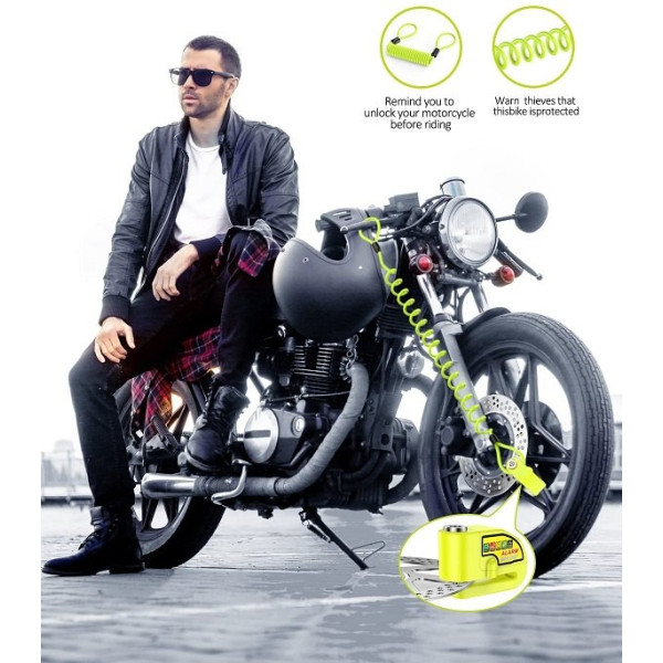 Κλειδαριά Λουκέτο Δισκόφρενου με Συναγερμό 110db Βαρέως Τύπου - Κίτρινο