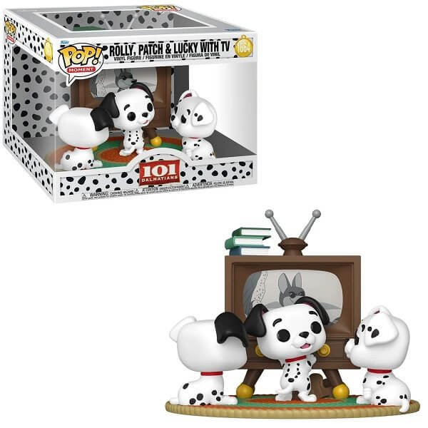 Funko POP Moment One Hundred and One Dalmatians - Rolly, Patch & Lucky with TV 1664 Vinyl Figure