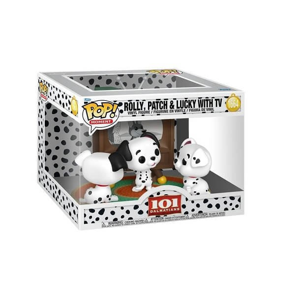 Funko POP Moment One Hundred and One Dalmatians - Rolly, Patch & Lucky with TV 1664 Vinyl Figure