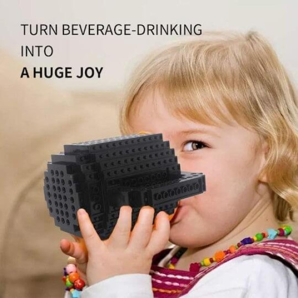 Πλάστική Κούπα DIY με Τουβλάκια – Μαύρο