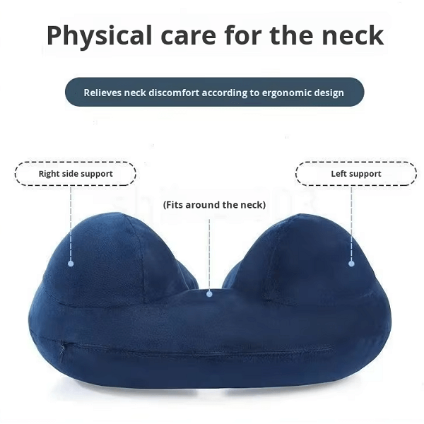Φουσκωτό Μαξιλάρι Ταξιδιού για Λαιμό - Εργονομικό Μαξιλάρι Αεροπλάνου - Μπλε