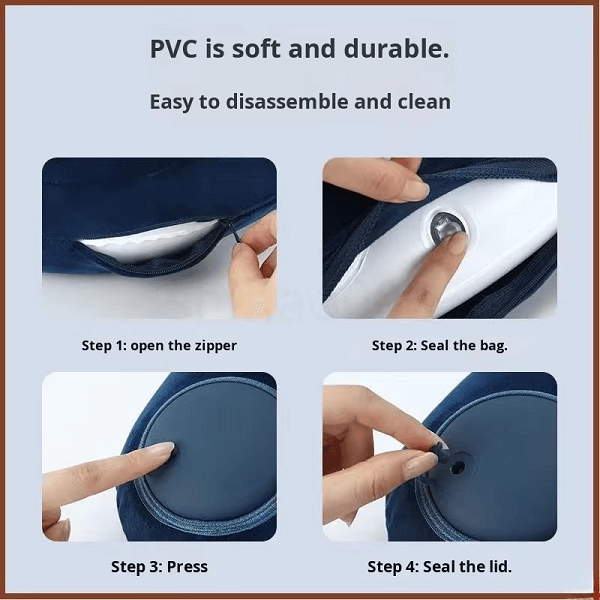 Φουσκωτό Μαξιλάρι Ταξιδιού για Λαιμό - Εργονομικό Μαξιλάρι Αεροπλάνου - Μπλε