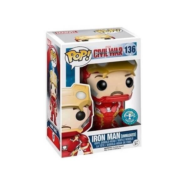 Funko POP Movies Captain America Civil War - Iron Man (Unmasked) 136 Bobble-Head Underground Toys Exclusive