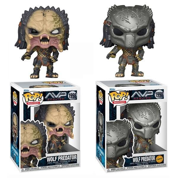 Funko POP Bundle of 2 Movies Aliens vs Predator Requiem - Wolf Predator & Chase 1998 Vinyl Figures