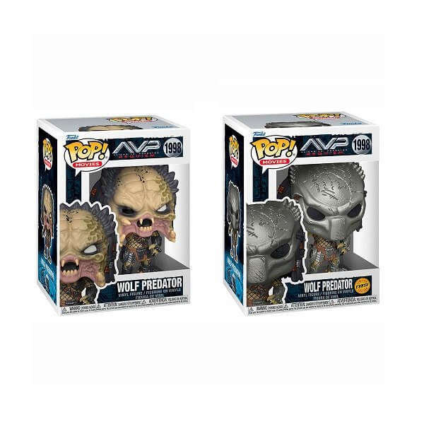 Funko POP Bundle of 2 Movies Aliens vs Predator Requiem - Wolf Predator & Chase 1998 Vinyl Figures