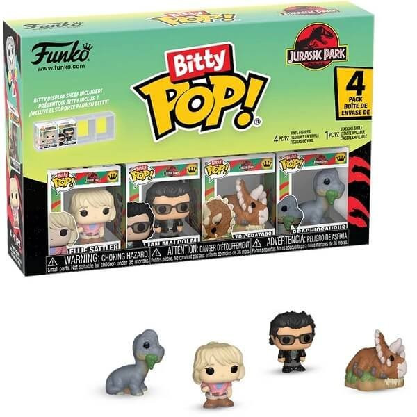 Funko Bitty POP! Jurassic Park - Ellie Sattler, Ian Malcolm, Triceratops, Brachiosaurus 4-Pack Vinyl Figures