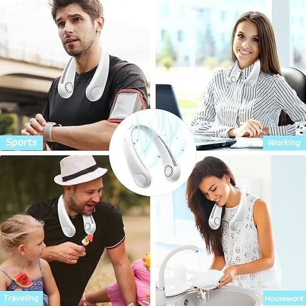 Επαναφορτιζόμενος Ανεμιστήρας Λαιμού χωρίς Φτερωτή - Bladeless Rechargeable Neck Fans - Ροζ