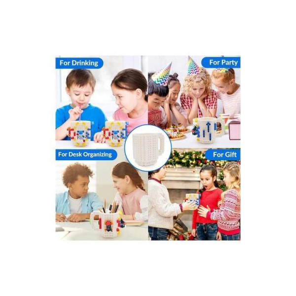 Πλαστική Κούπα DIY με Τουβλάκια – Μπεζ 